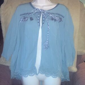 Knox Rose Blue Boho Blouse